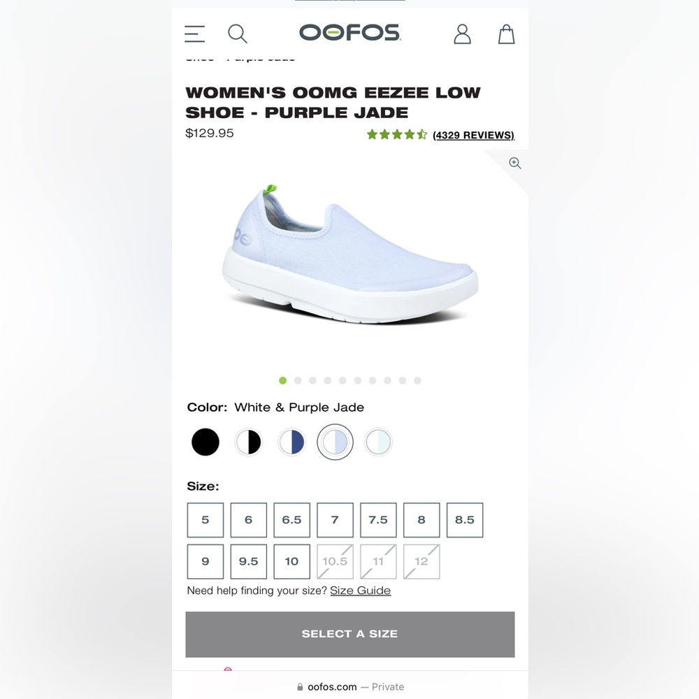 NWT Oofos OOmg eezee low shoe in a beautiful pale blue